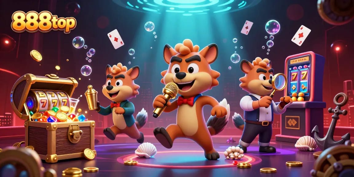 Immerse in the vibrant comedy casino scene with 888top's engaging hyena characters and dynamic gameplay.