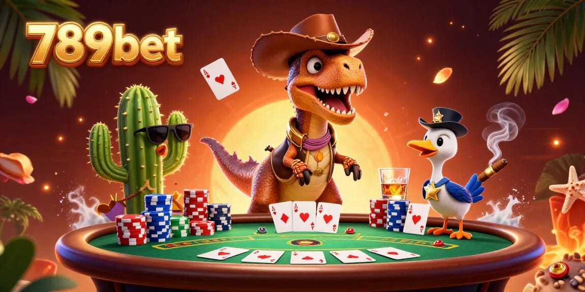 Bet high stakes at 789bet with a vibrant 3D cartoon scene featuring poker action.