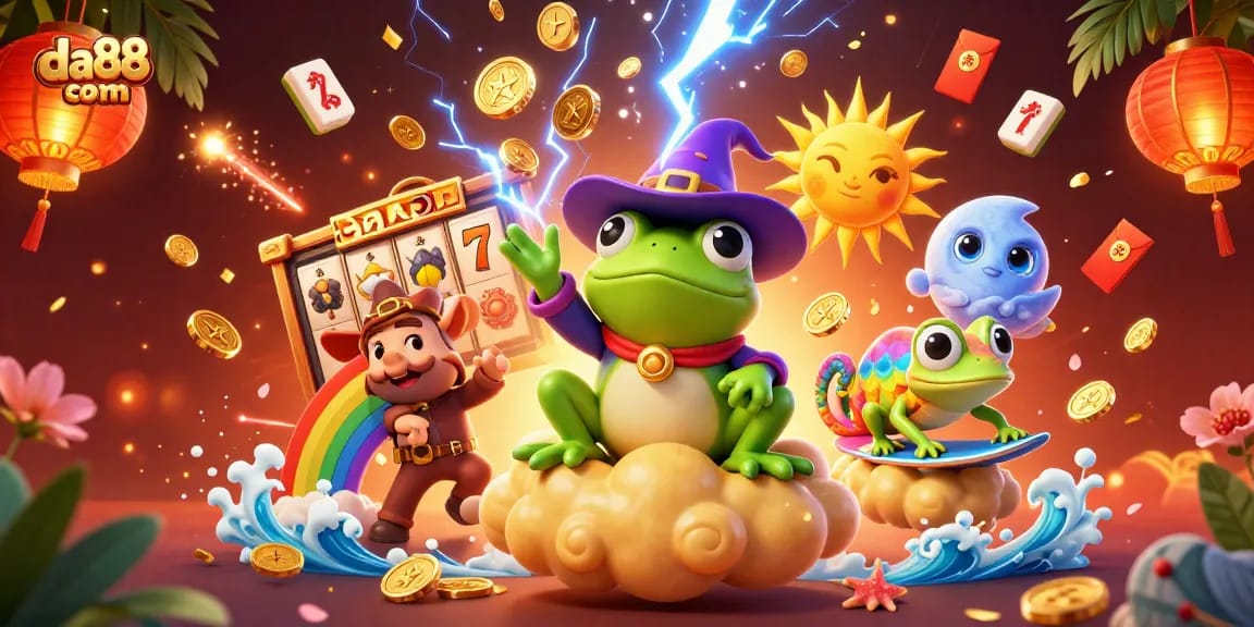 Experience the excitement at da88 com with a vibrant 3D casino illustration brimming with action.