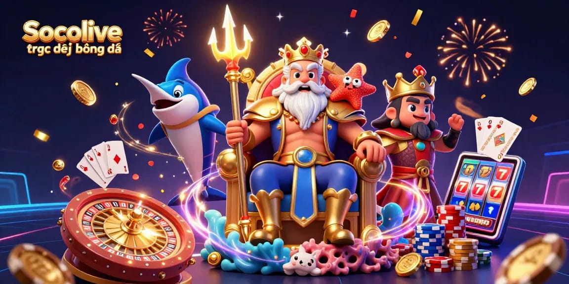 Socolive trực tiếp bóng đá experience with Neptune and samurai amidst glamourous gambling elements.