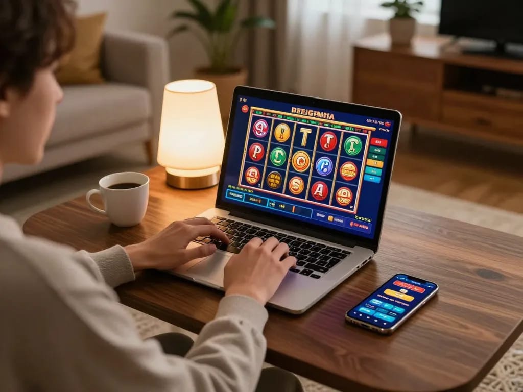 Engaging in an exciting slot game at home with 68 win opportunities visible on screen