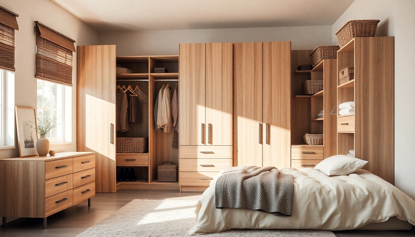 I cassetti per armadio ben organizzati in una camera da letto moderna per un ambiente ordinato.