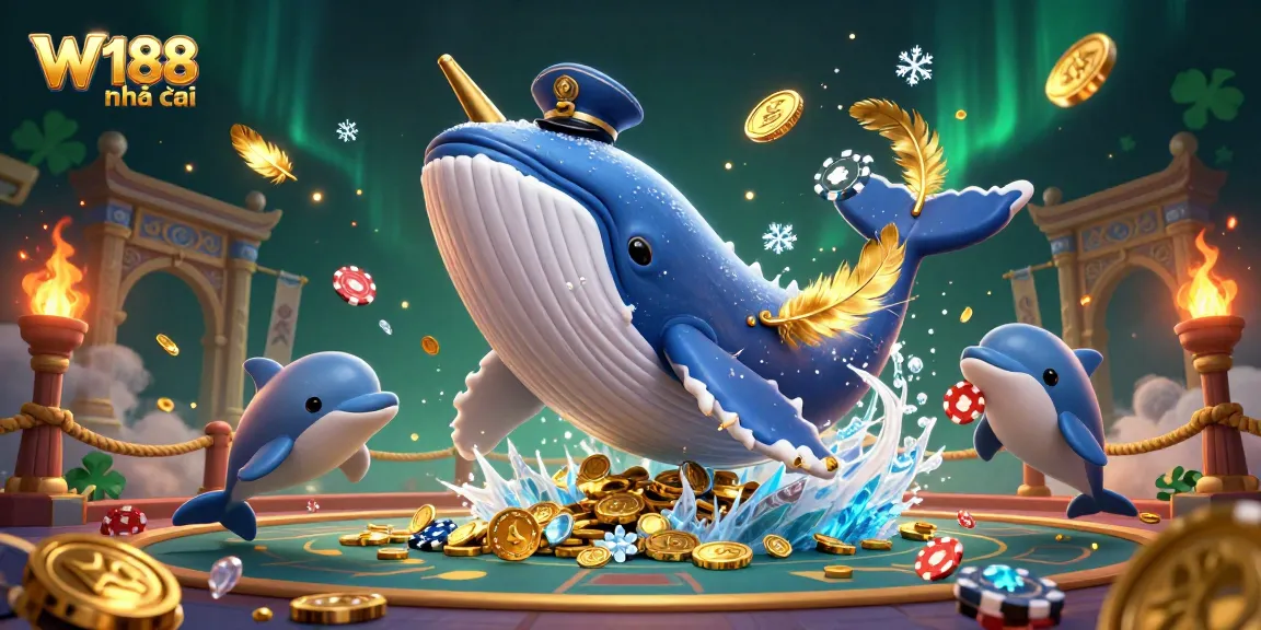 Join the excitement of W188 nhà cái with a vibrant 3D illustration showcasing casino characters amidst colorful gambling elements.