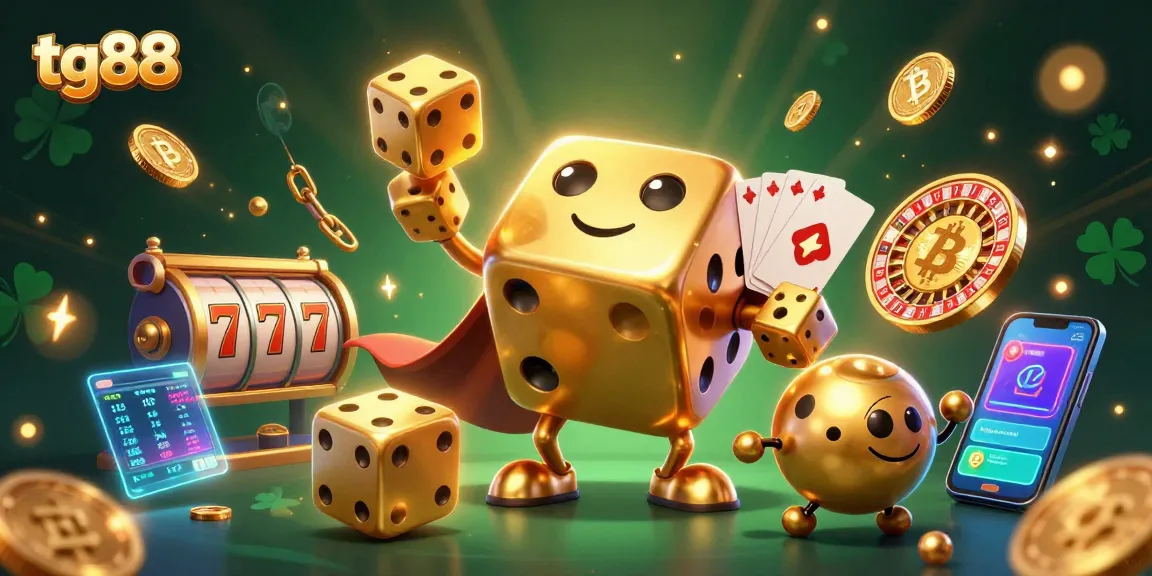 Experience tg88 gaming excitement with golden dice and vibrant slot reels in action