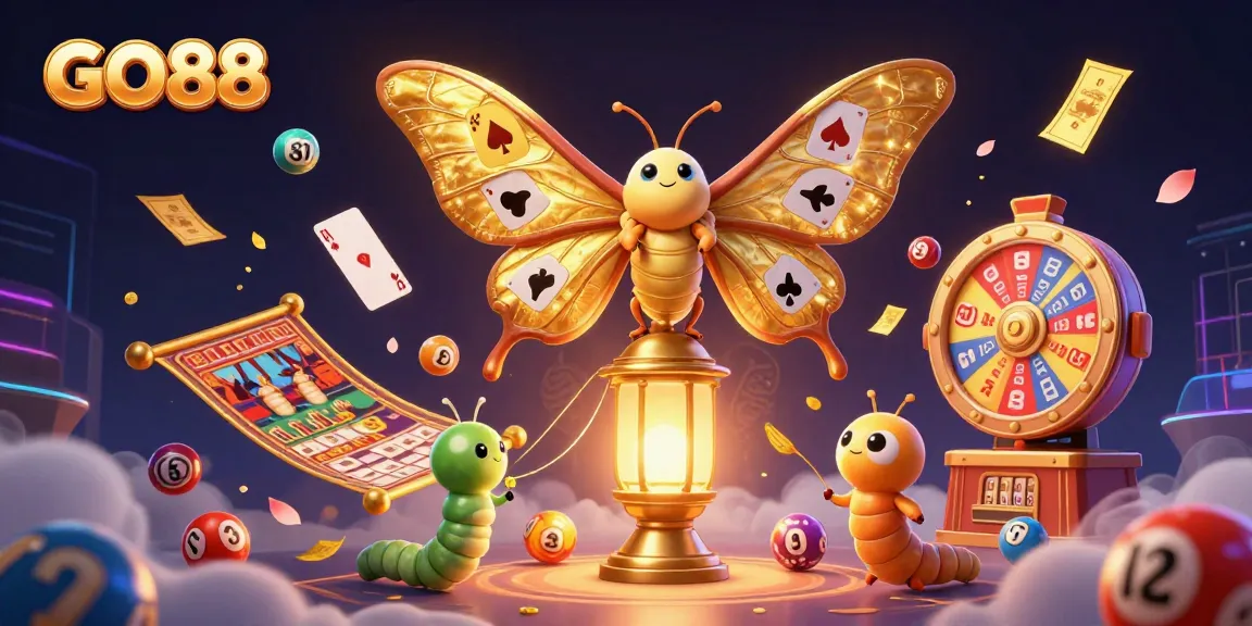 Engage with GO88's vibrant online gaming adventure in this dynamic 3D illustration.