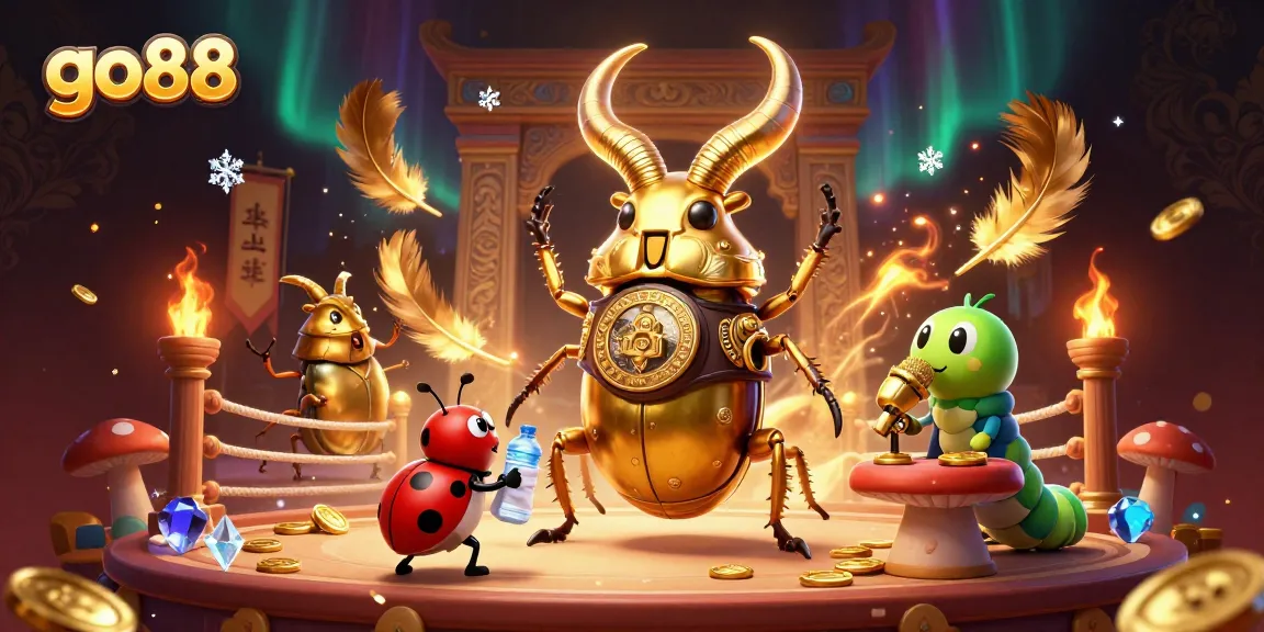Experience go88's thrilling games with a 3D scene of champions and golden prizes.